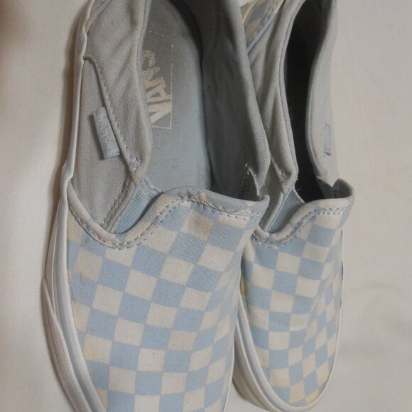 OFFICIAL CLASSIC VANS SLIP-ON SNEAKERS SHOES SIZE 6 1/2 BLUE CHECKERBOARD π π© - Picture 3 of 9